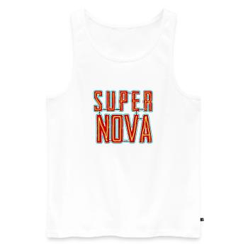 Lettrage néon Super Nova - Débardeur bio Premium Homme - blanc - Devant - AI Model Male 178 light (178cm)