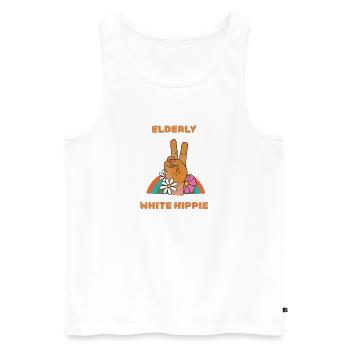 Elderly White Hippie design - Men's Premium Organic Tank Top - white - Front - AI Model Male 178 light (178cm)