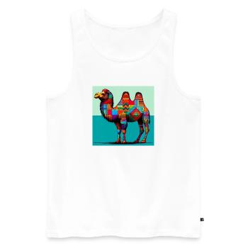 Kamel - Männer Premium Bio Tank Top - Weiß - Vorne - Michal (187cm)