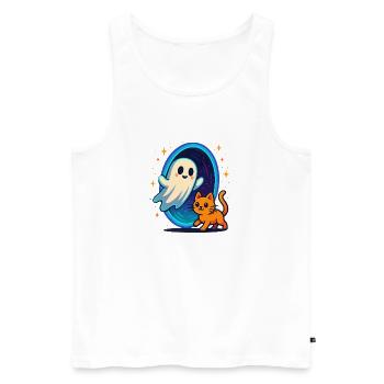 Ghost cat through star portal - Men's Premium Organic Tank Top - white - Front - AI Model Male 178 light (178cm)
