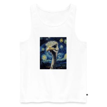 Strauß ostrich Vogel Van Gogh Style Starry Night - Männer Premium Bio Tank Top - Weiß - Vorne - AI Model Male 178 light (178cm)