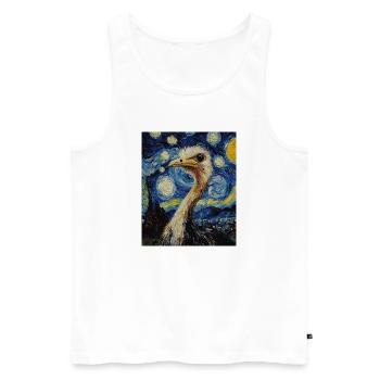 Strauß ostrich Vogel Van Gogh Style Starry Night - Männer Premium Bio Tank Top - Weiß - Vorne - AI Model Male 178 light (178cm)