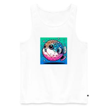 Kugelfisch - Männer Premium Bio Tank Top - Weiß - Vorne - AI Model Male 178 light (178cm)