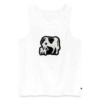 Cow and Calf – Black and White with Heart - Men's Premium Organic Tank Top - white - Front - AI Model Male 178 light (178cm)
