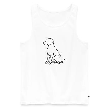 Sitting Dog Sketch – Animal Motif - Men's Premium Organic Tank Top - white - Front - AI Model Male 178 light (178cm)