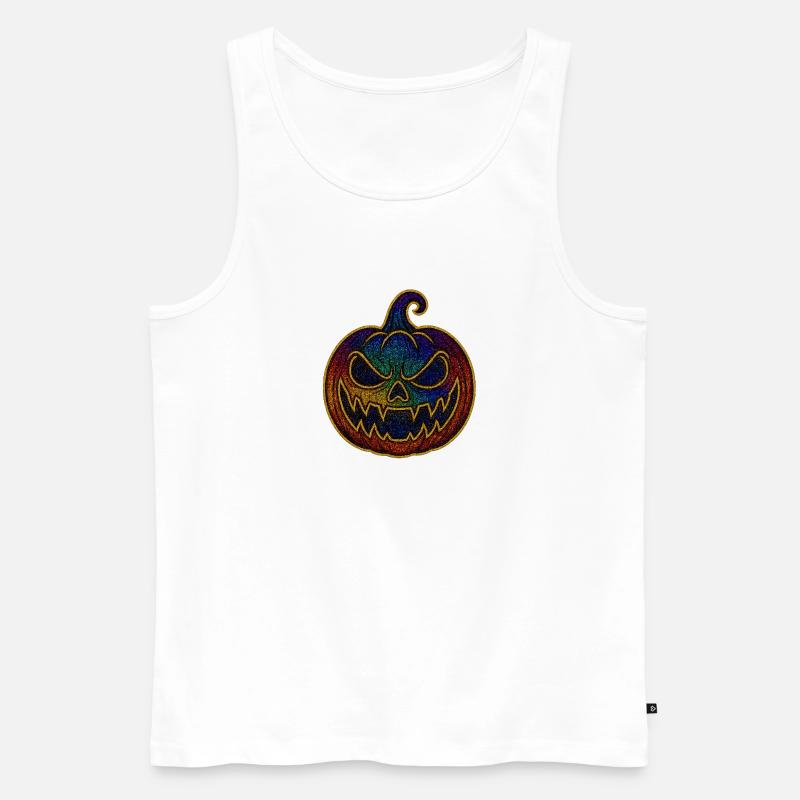 Glitzernder Regenbogen Kürbis zu Halloween - Männer Premium Bio Tank Top - Weiß