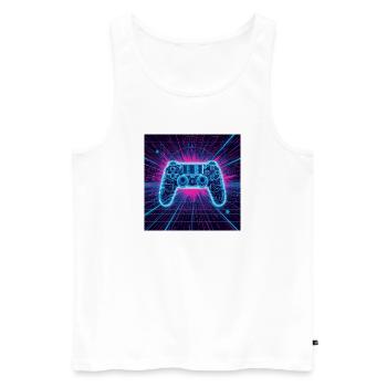 Neon Gaming Universe - Men's Premium Organic Tank Top - white - Front - AI Model Male 178 light (178cm)