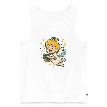 Cute Angel Playing Harp Design - Men's Premium Organic Tank Top - white - Front - Michal (187cm)