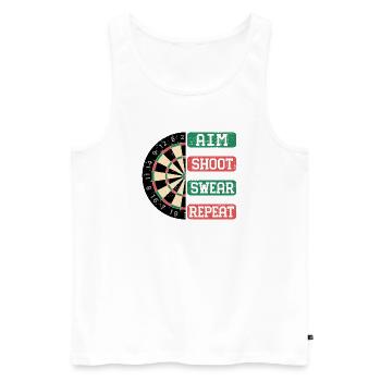 Aim Shoot Wear Repeat Dartboard Style - Men's Premium Organic Tank Top - white - Front - AI Model Male 178 light (178cm)