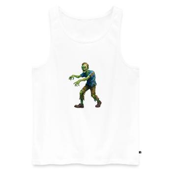 Zombie Aquarelle Décharné - Halloween - Débardeur bio Premium Homme - blanc - Devant - Michal (187cm)