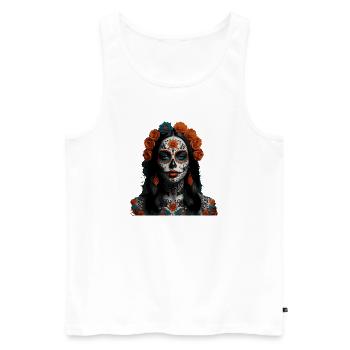 Sugar Skull Floral Queen - Men's Premium Organic Tank Top - white - Front - Michal (187cm)