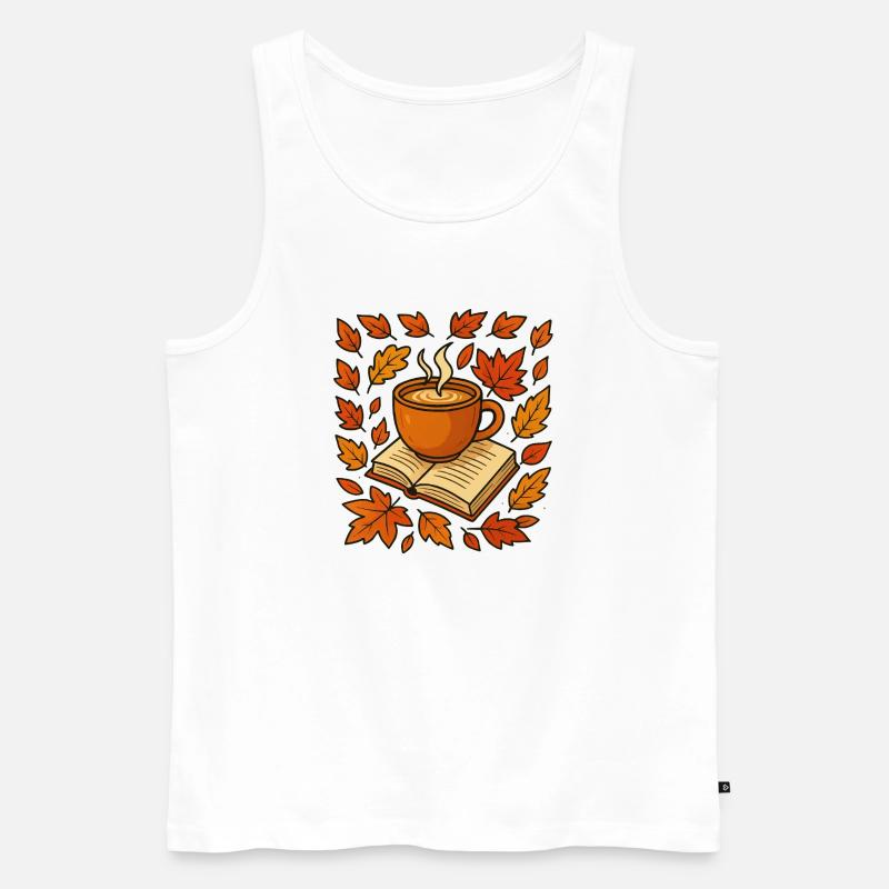 Herbstlese: Kaffee & Buch - Männer Premium Bio Tank Top - Weiß