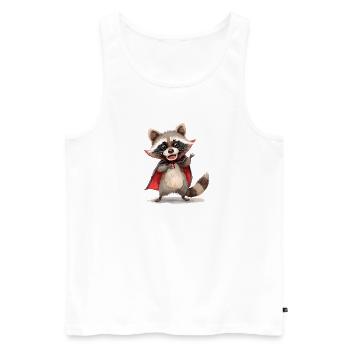 Lustiger Dracula-Waschbär – Halloween Design - Männer Premium Bio Tank Top - Weiß - Vorne - AI Model Male 178 light (178cm)