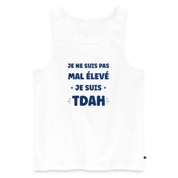 ADHD slogan not bad - Men's Premium Organic Tank Top - white - Front - AI Model Male 178 light (178cm)