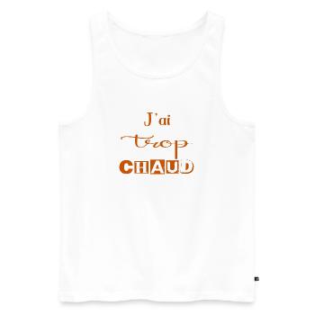 J'ai Trop Chaud Typographie Orange - Débardeur bio Premium Homme - blanc - Devant - Michal (187cm)