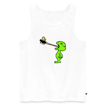 La grenouille attrape la mouche langue moustique manger le crapaud de la faim - Débardeur bio Premium Homme - blanc - Devant - AI Model Male 178 light (178cm)