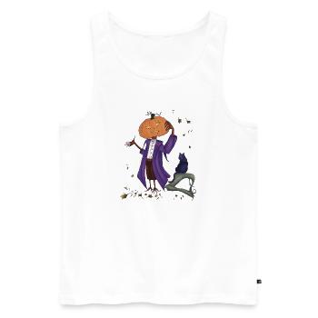 Dashing pumpkin in Purple Coat - Men's Premium Organic Tank Top - white - Front - AI Model Male 178 light (178cm)