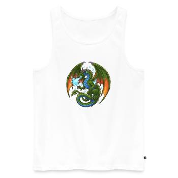 Bleu Vert Dragon Cracheur de Glace - Débardeur bio Premium Homme - blanc - Devant - AI Model Male 178 light (178cm)