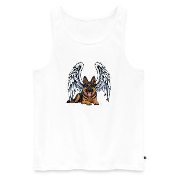 Ange mignon berger allemand dessin animé deuil - Débardeur bio Premium Homme - blanc - Devant - Michal (187cm)