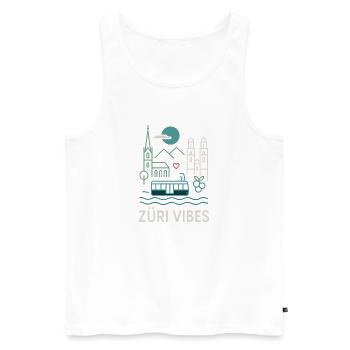 Zürich Vibes Tram Berge See - Männer Premium Bio Tank Top - Weiß - Vorne - Michal (187cm)