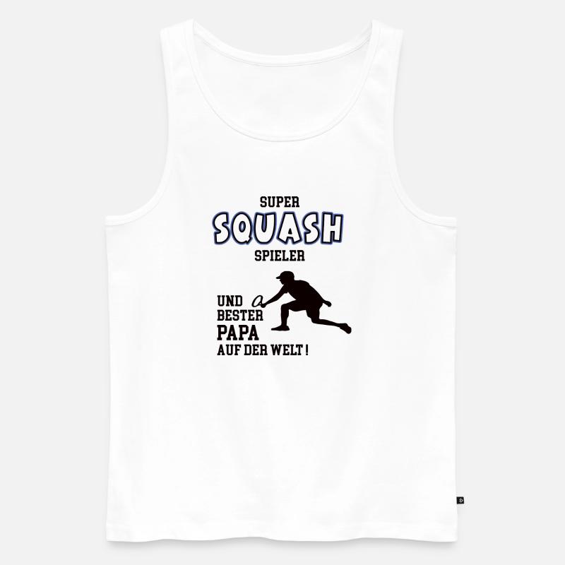 Squash Spieler Squasher Papa Vater Mann - Männer Premium Bio Tank Top - Weiß