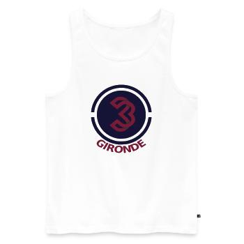 Emblème circulaire Gironde 33 - Débardeur bio Premium Homme - blanc - Devant - AI Model Male 178 light (178cm)