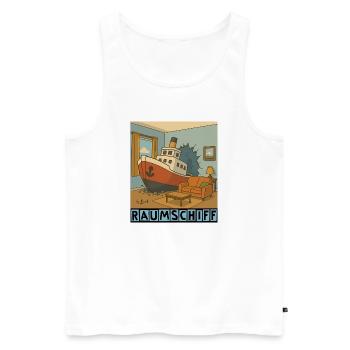 Raumschiff by Rico Beck - Männer Premium Bio Tank Top - Weiß - Vorne - AI Model Male 178 light (178cm)