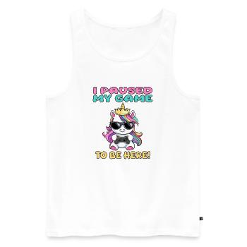 i paused my game to be here - unicorn - Men's Premium Organic Tank Top - white - Front - Michal (187cm)