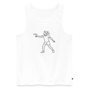 Croquis de joueur de disc golf – Motif minimaliste - Débardeur bio Premium Homme - blanc - Devant - Michal (187cm)