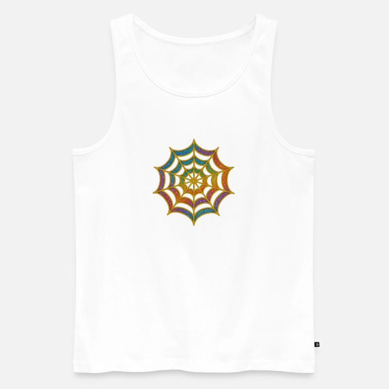 Spinnennetz | Regenbogen-Spinnenweb Goldglitzer - Männer Premium Bio Tank Top - Weiß
