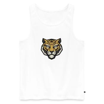 Strong tiger head – symbol of courage and strength - Men's Premium Organic Tank Top - white - Front - AI Model Male 178 light (178cm)