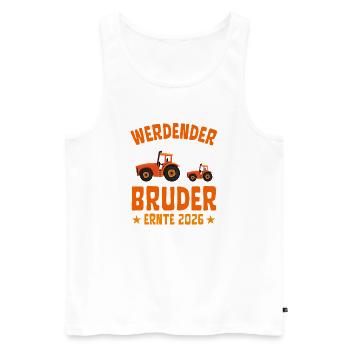 Expectant BROTHER Harvest 2026 Tractor - Men's Premium Organic Tank Top - white - Front - Michal (187cm)
