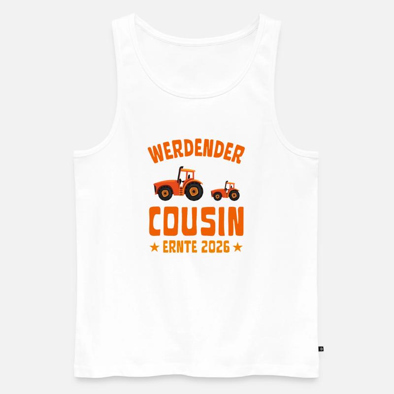 Werdender Cousin Ernte 2026 Traktor - Männer Premium Bio Tank Top - Weiß