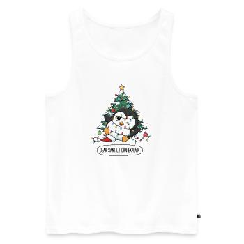 Clumsy Penguin Christmas Tree Fairy Lights - Men's Premium Organic Tank Top - white - Front - Michal (187cm)