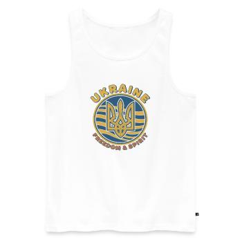 Ukraine Freedom Spirit Emblem - Men's Premium Organic Tank Top - white - Front - AI Model Male 178 light (178cm)