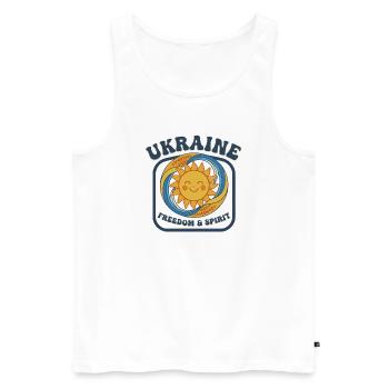 Ukraine Sonne Freiheit Geist - Männer Premium Bio Tank Top - Weiß - Vorne - AI Model Male 178 light (178cm)