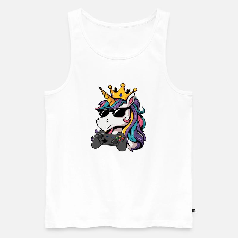 Einhorn gaming controller - Männer Premium Bio Tank Top - Weiß