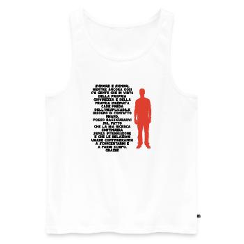 Rote menschliche Figur auf schwarzem Hintergrund - Männer Premium Bio Tank Top - Weiß - Vorne - AI Model Male 178 light (178cm)
