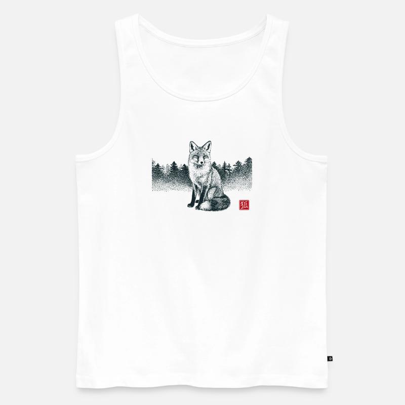 Kitsune Fuchs mit Hanko Stempel - Männer Premium Bio Tank Top - Weiß