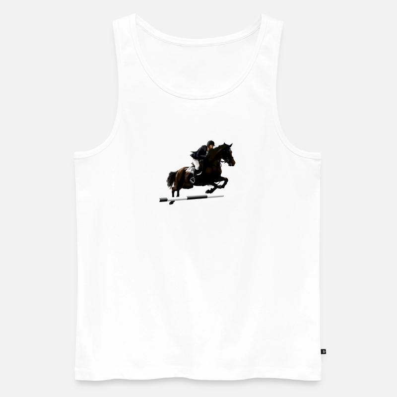 Springendes Pferd mit Reiter - Männer Premium Bio Tank Top - Weiß