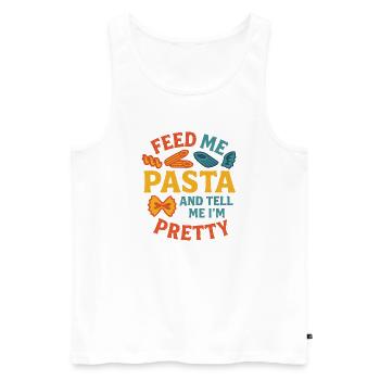 Füttere mich mit Pasta und sag mir, dass ich hübsch bin - Männer Premium Bio Tank Top - Weiß - Vorne - AI Model Male 178 light (178cm)