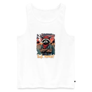 Racoon Sunset Streetstyle - Men's Premium Organic Tank Top - white - Front - Michal (187cm)