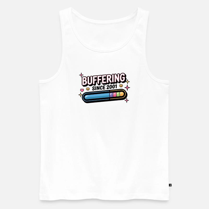 Y2K Retro – Buffering Since 2001 - Männer Premium Bio Tank Top - Weiß