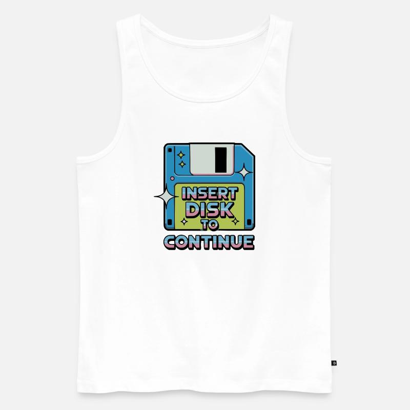 Y2K Retro – Insert Disk to Continue - Männer Premium Bio Tank Top - Weiß