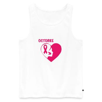 Rosa Oktober Herz Solidarität - Männer Premium Bio Tank Top - Weiß - Vorne - Michal (187cm)
