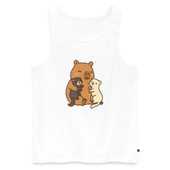 Capybara & Ferret – Amitié & Sécurité - Débardeur bio Premium Homme - blanc - Devant - Michal (187cm)