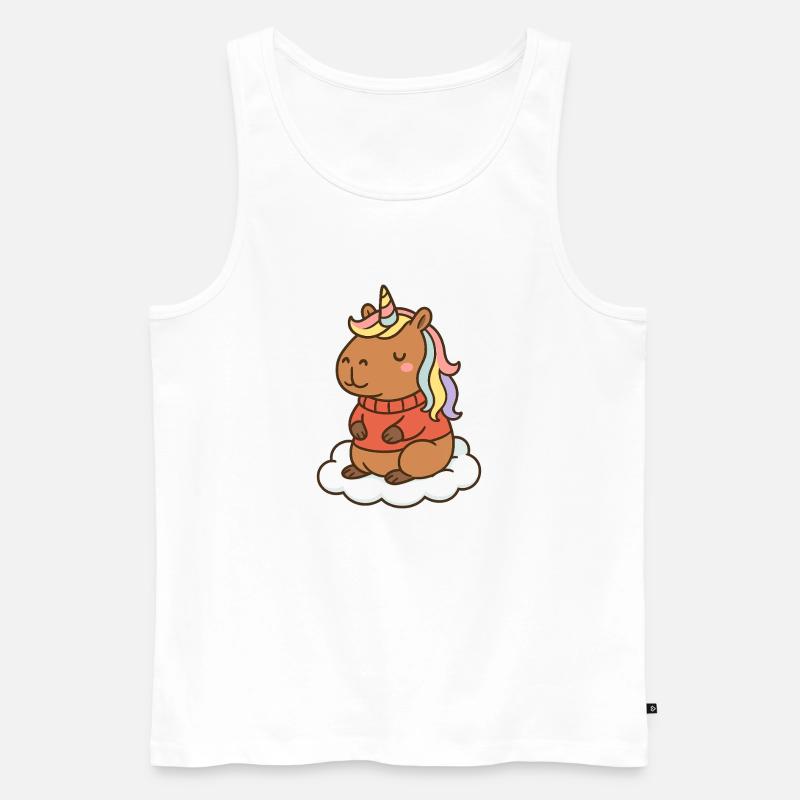 Capybara Einhorn 🌈 - Männer Premium Bio Tank Top - Weiß