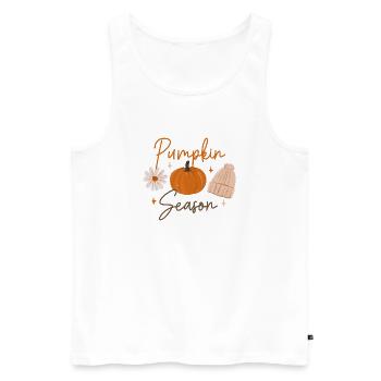Pumpkin Season Cozy Autumn Print - Men's Premium Organic Tank Top - white - Front - AI Model Male 178 light (178cm)