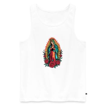 Virgen Guadalupe Rosenikone - Männer Premium Bio Tank Top - Weiß - Vorne - AI Model Male 178 light (178cm)