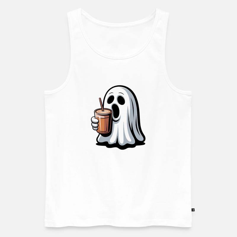 Geist mit Kürbislatte - Männer Premium Bio Tank Top - Weiß